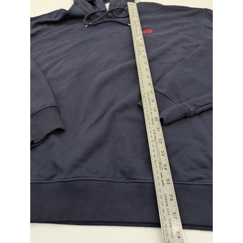 Lacoste LIVE Pullover Sweatshirt Size 2XL Navy Cloud Print Hoodie Tennis Players - Picture 4 of 11